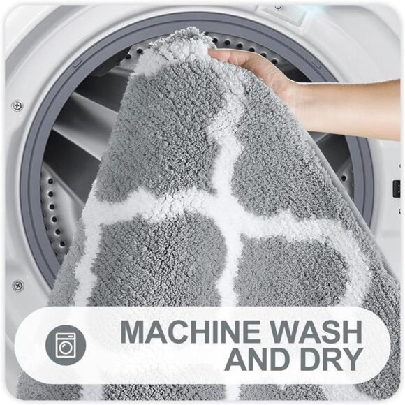 Bathroom Rugs Set 2 Piece Microfiber Bath Shower Mat and U-Shaped Toilet Rug - Picture 5 of 6